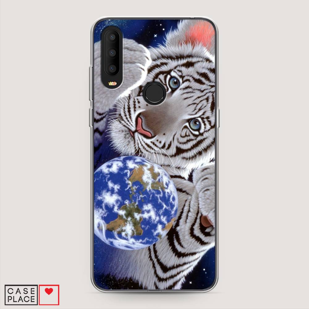 

Чехол на Alcatel 3X 5048Y (2019) Тигренок и Земля, Синий;белый;черный, 170750-1