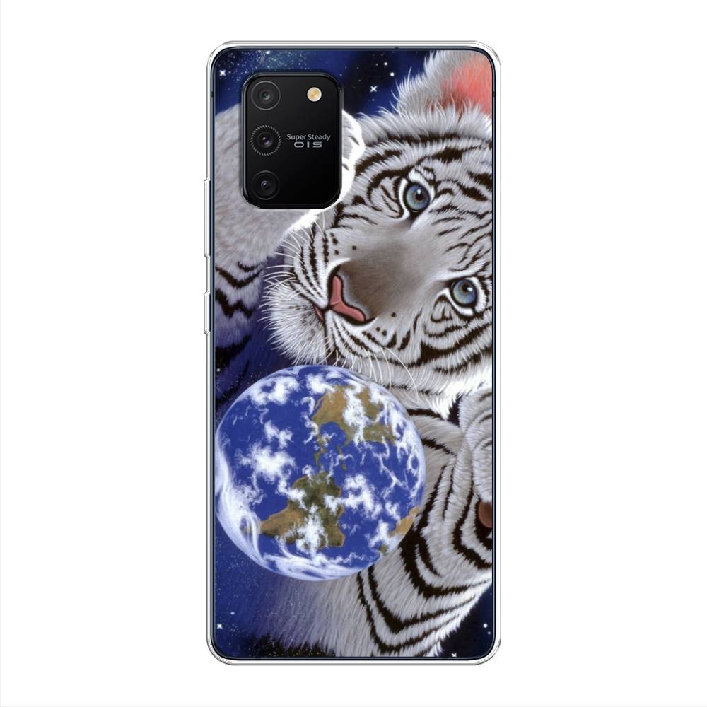 

Чехол на Samsung Galaxy S10 Lite "Тигренок и Земля", Синий;белый;черный, 210050-1