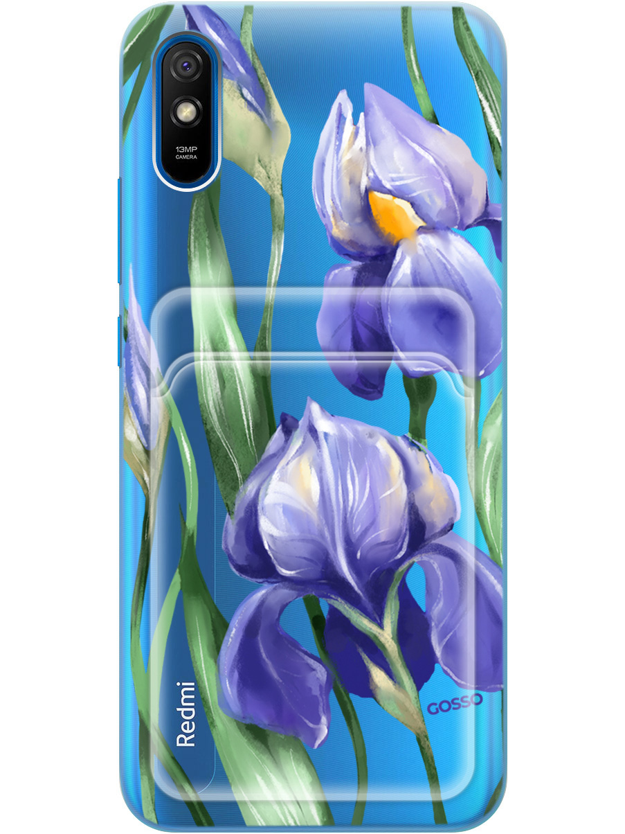 

Силиконовый чехол на Xiaomi Redmi 9A с рисунком "Amazing Irises" прозрачный, Прозрачный;белый;синий, 20012020