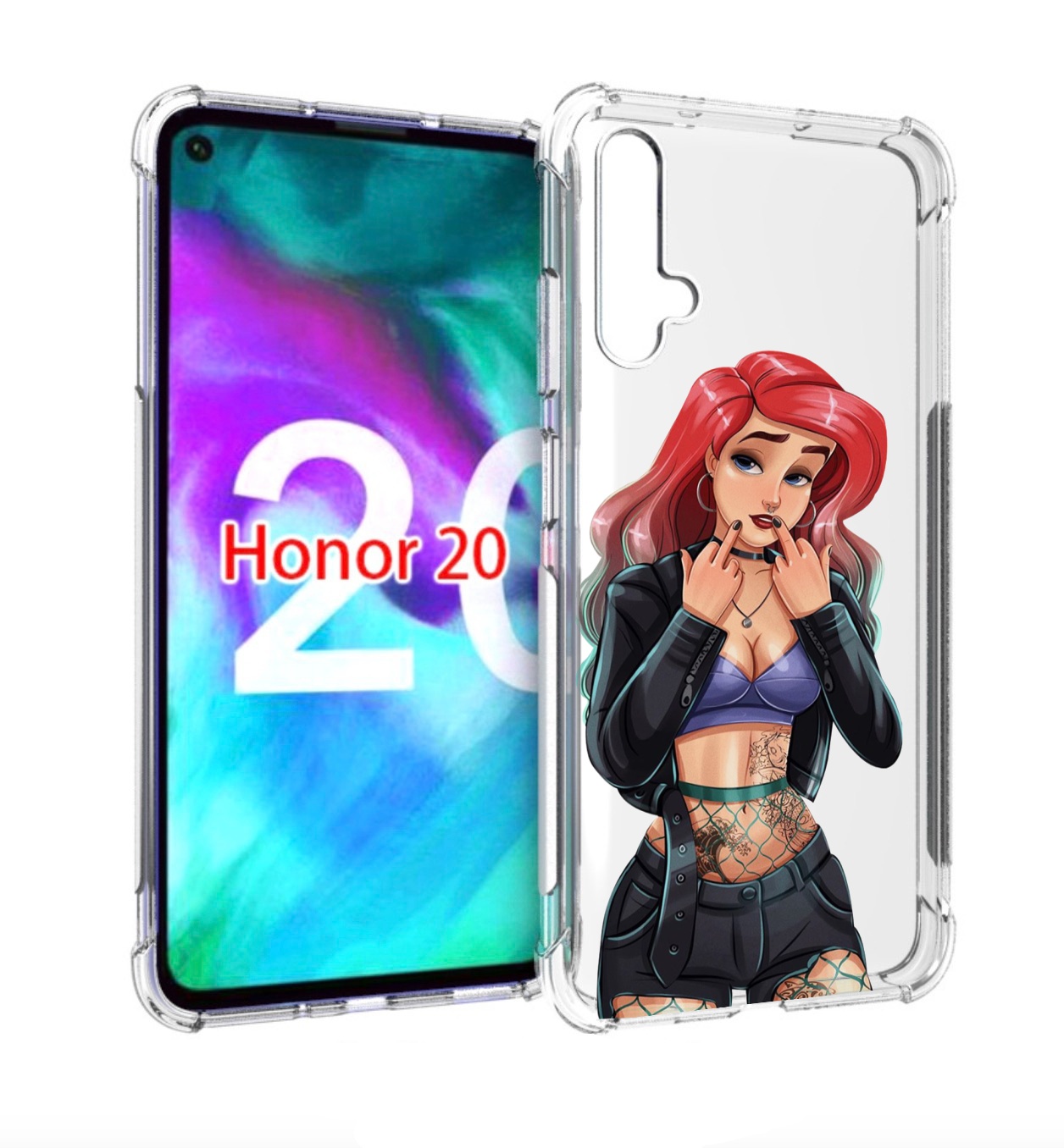 

Чехол бампер MyPads Ариэль-русалочка-готика для Honor 20, Прозрачный, Tocco