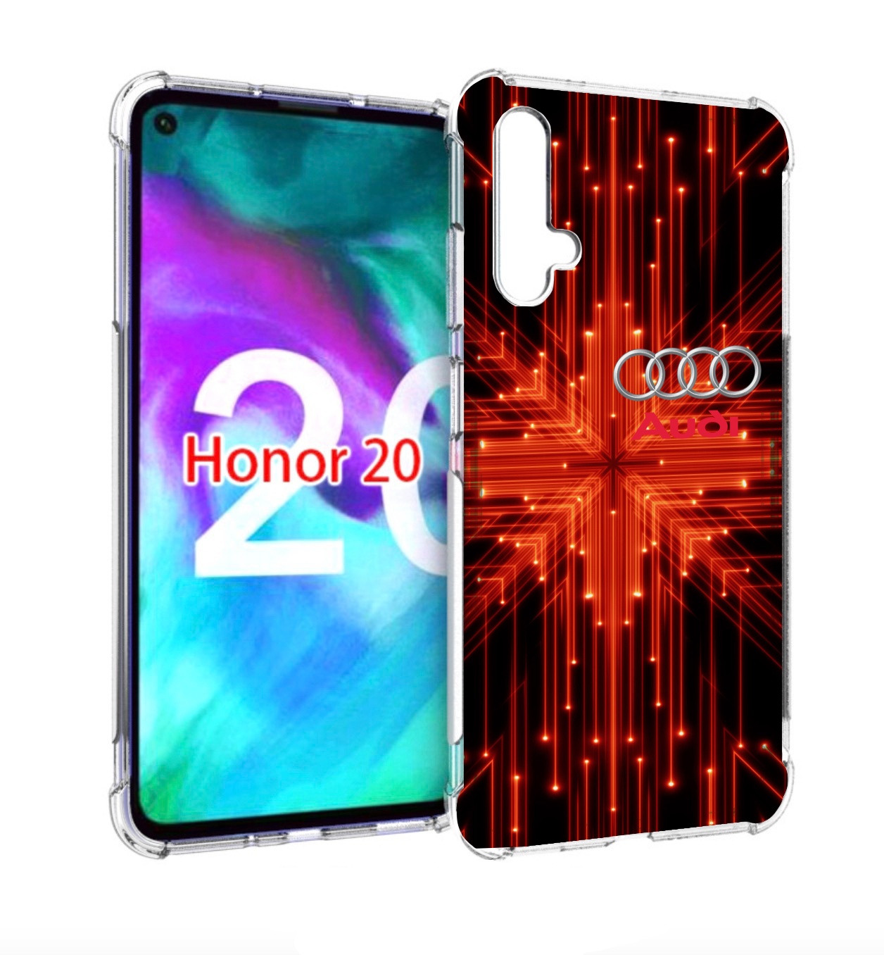 

Чехол бампер MyPads Ауди-на-неоновом-фоне для Honor 20 Honor, Прозрачный, Tocco