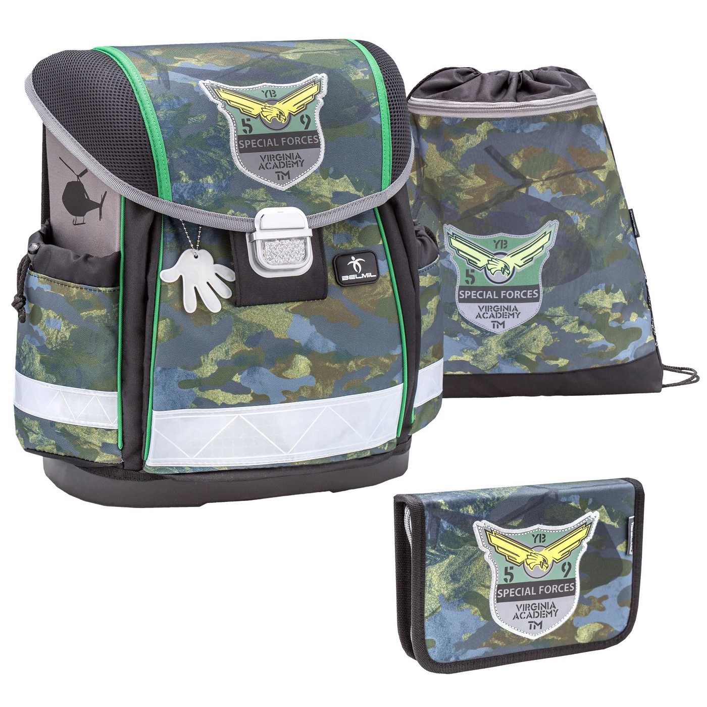

Ранец Belmil Classy Camouflage, зеленый, с наполнением