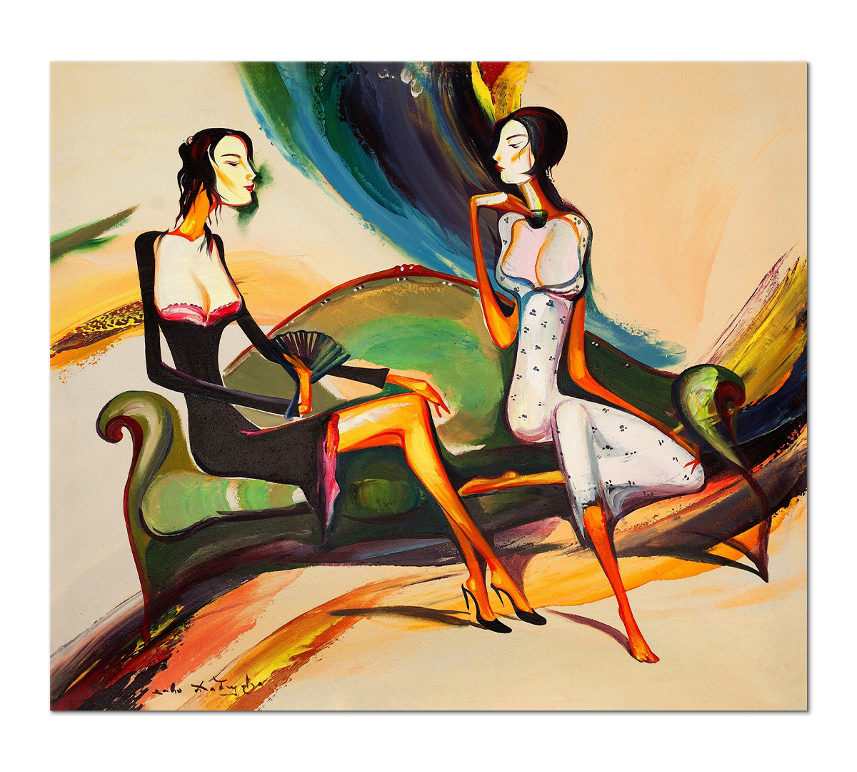 

Картина на холсте Poly Print Art Репродукция картины Сплетницы Гоча Джибути 70х60 см.