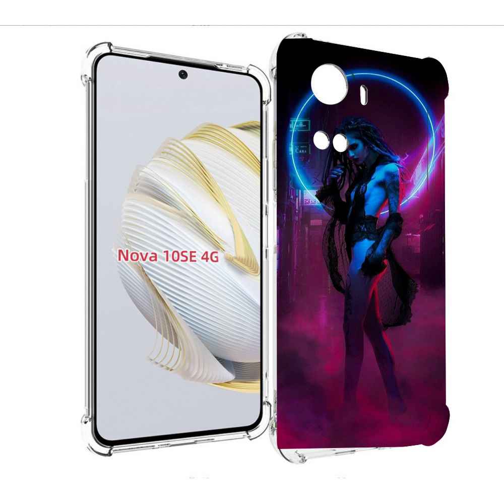 Чехол MyPads красивая девушка в дыму неон женский для Huawei Nova 10 SE