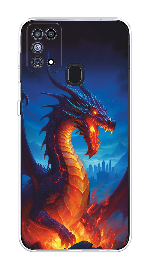 

Чехол на Samsung Galaxy M31 "Дракон над лавой", Оранжевый;коричневый;синий, 2100750-1