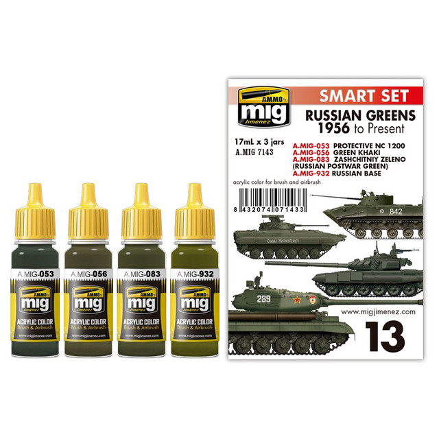 

Набор красок Ammo Mig Русский зелёный, с 1956 по наши дни AMIG7143