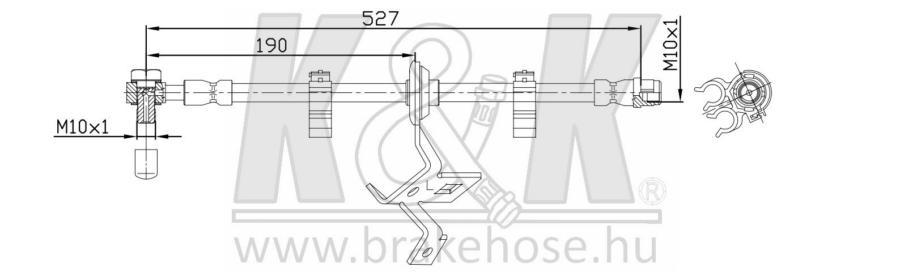 

K&K FT6208 Шланг тормозной передн лев MERCEDES: M (W163) ML230 98-00