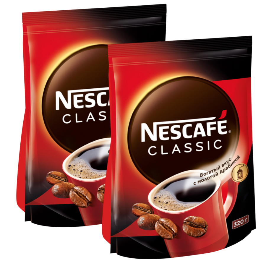 Кофе Nescafe Classic растворимый с молотым, 2 шт по 320 г