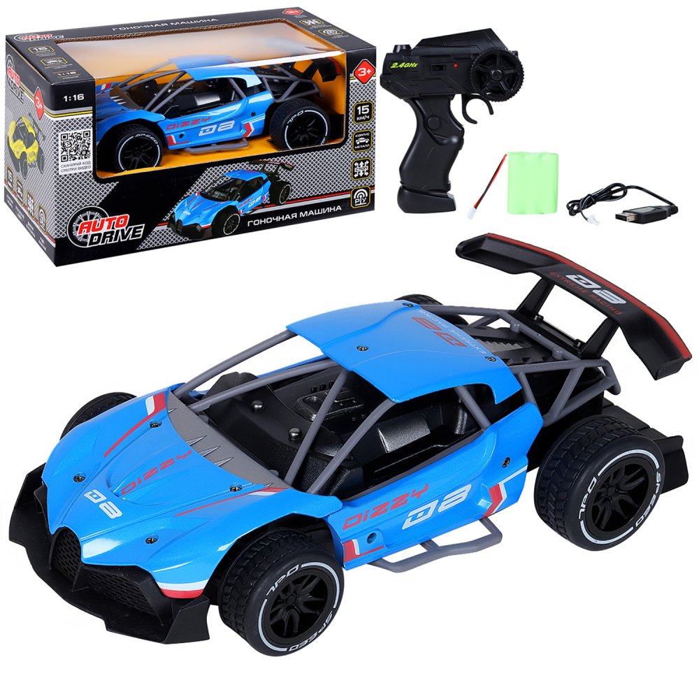 

Р/У машина AUTO DRIVE металл до 15 км/ч, М1:16, 2.4GHz, 4 канала, голубой, JB0404385