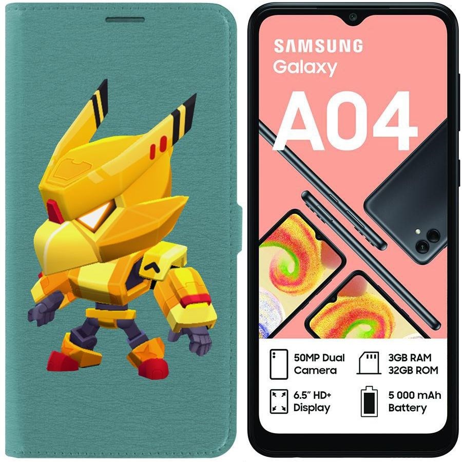 

Чехол-книжка Eco для Samsung Galaxy A04 (A045) Brawl Stars-Ворон Золотой Меха