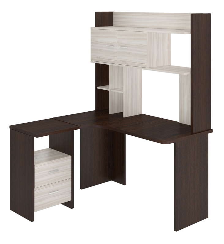 

Стол компьютерный Мердэс СКЛ-Угл130+НКЛХ-130 ВК ЛЕВ Wenge/Caramel С надстройкой