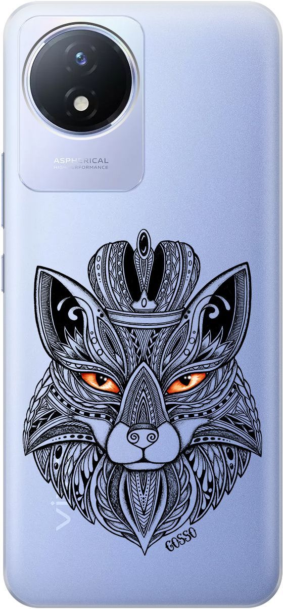 

Силиконовый чехол на Vivo Y02 с 3D принтом "Fox Queen" прозрачный, Прозрачный;серый, 157841