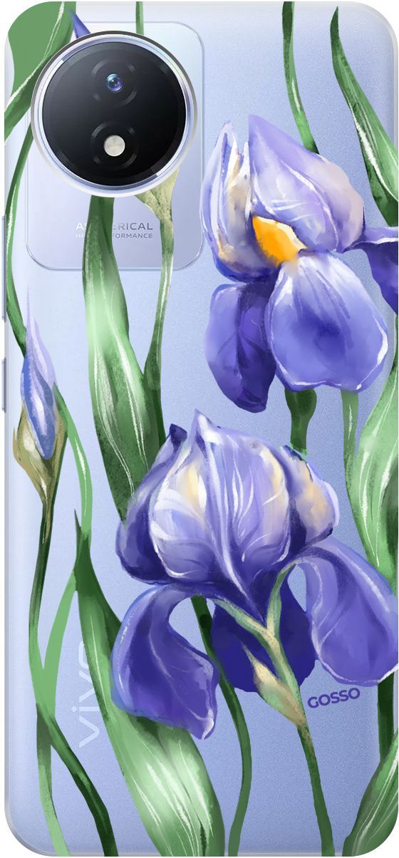 

Силиконовый чехол на Vivo Y02 с 3D принтом "Amazing Irises" прозрачный, Прозрачный;белый, 157841