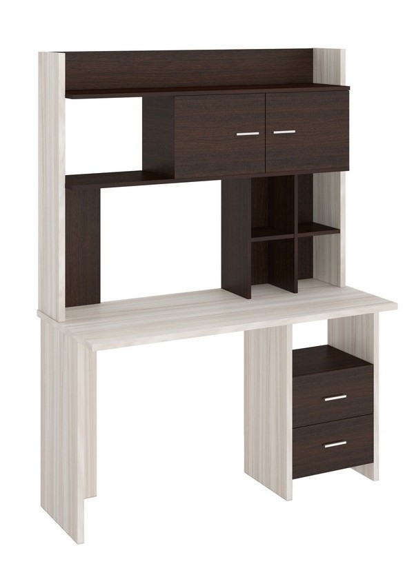 

Стол компьютерный Мэрдэс СКЛ-Прям130+НКЛХ-130 КВ Caramel/Wenge с надстройкой