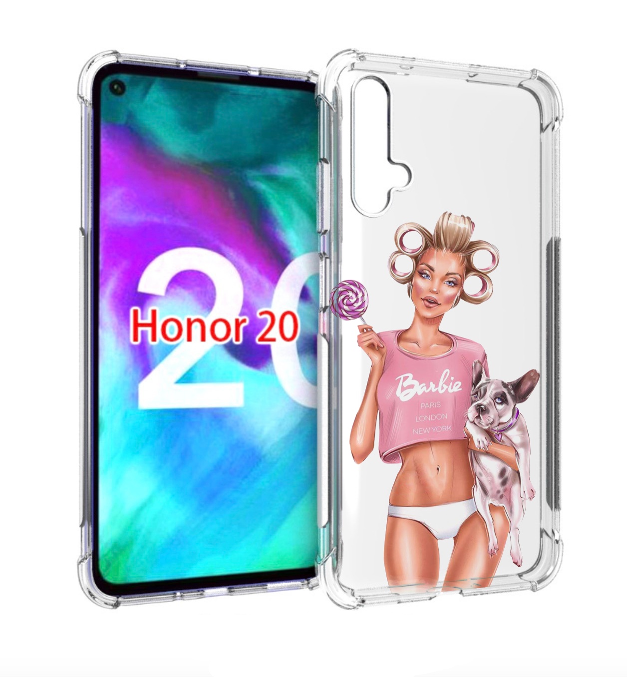 

Чехол бампер MyPads Барби-с-собачкой женский для Honor 20, Прозрачный, Tocco
