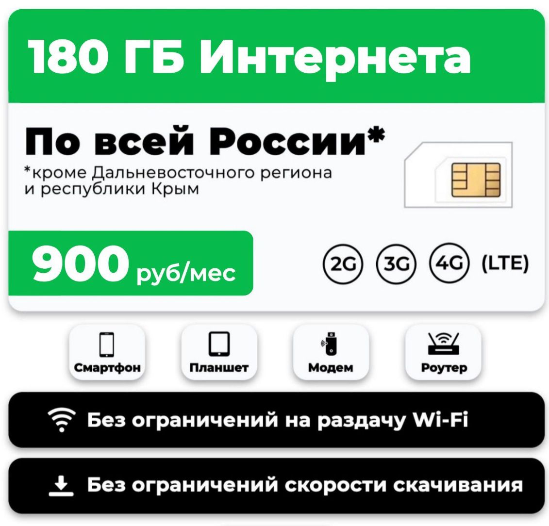 

Сим-карта WhyFly тариф 180гб (Вся Россия)