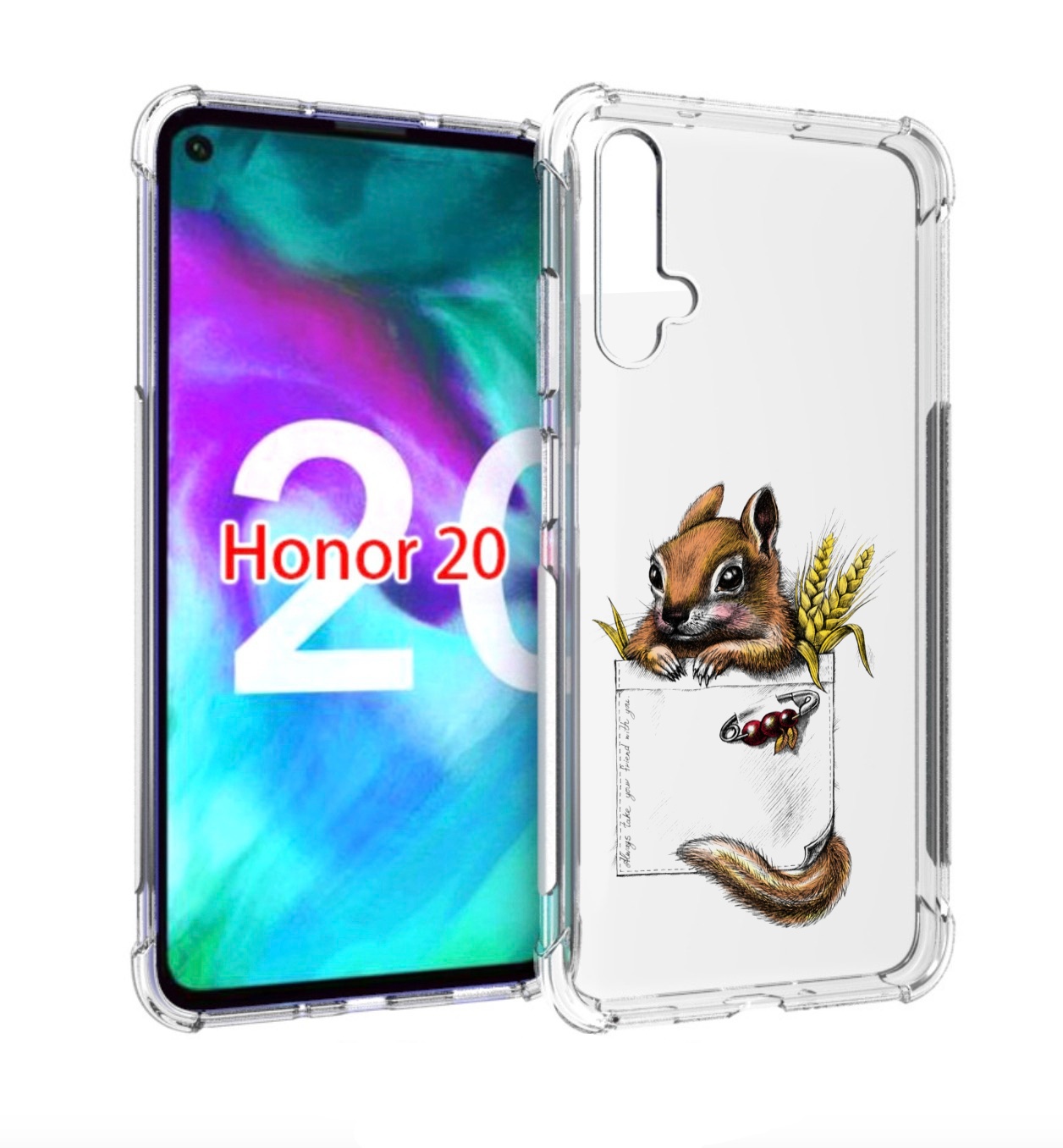 

Чехол бампер MyPads Белочка для Honor 20, Прозрачный, Tocco
