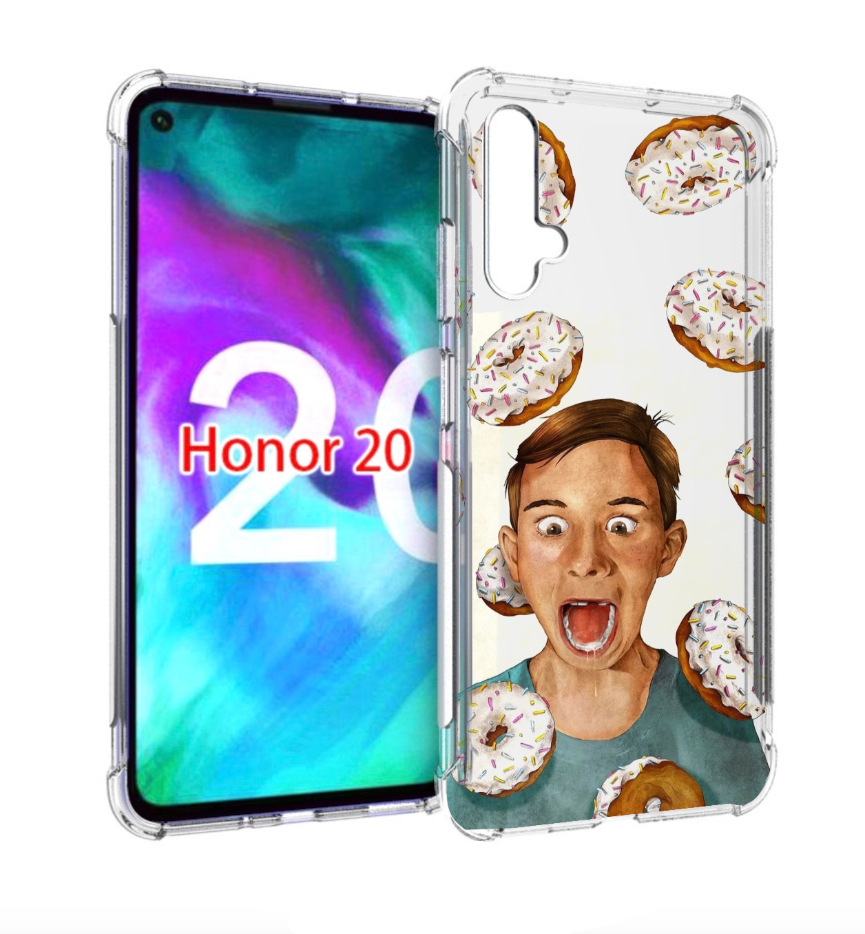 

Чехол бампер MyPads Бешенные-пончики для Honor 20, Прозрачный, Tocco