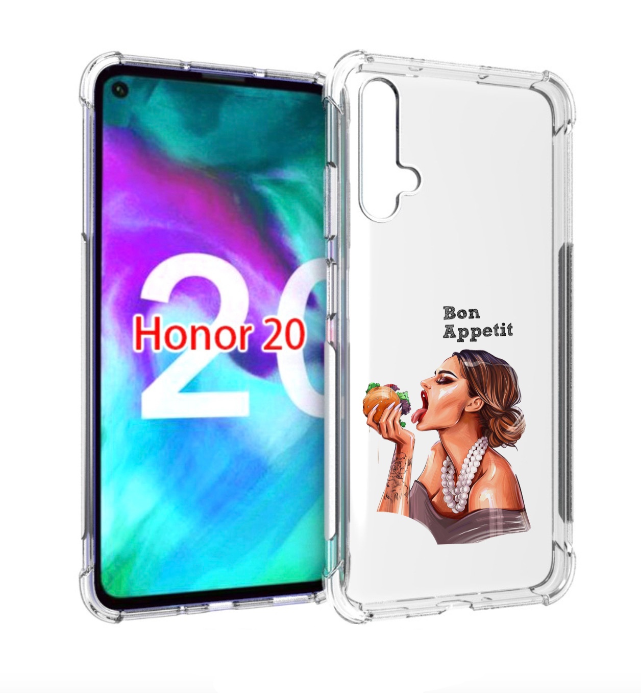 

Чехол бампер MyPads Бон-аппетит для Honor 20, Прозрачный, Tocco