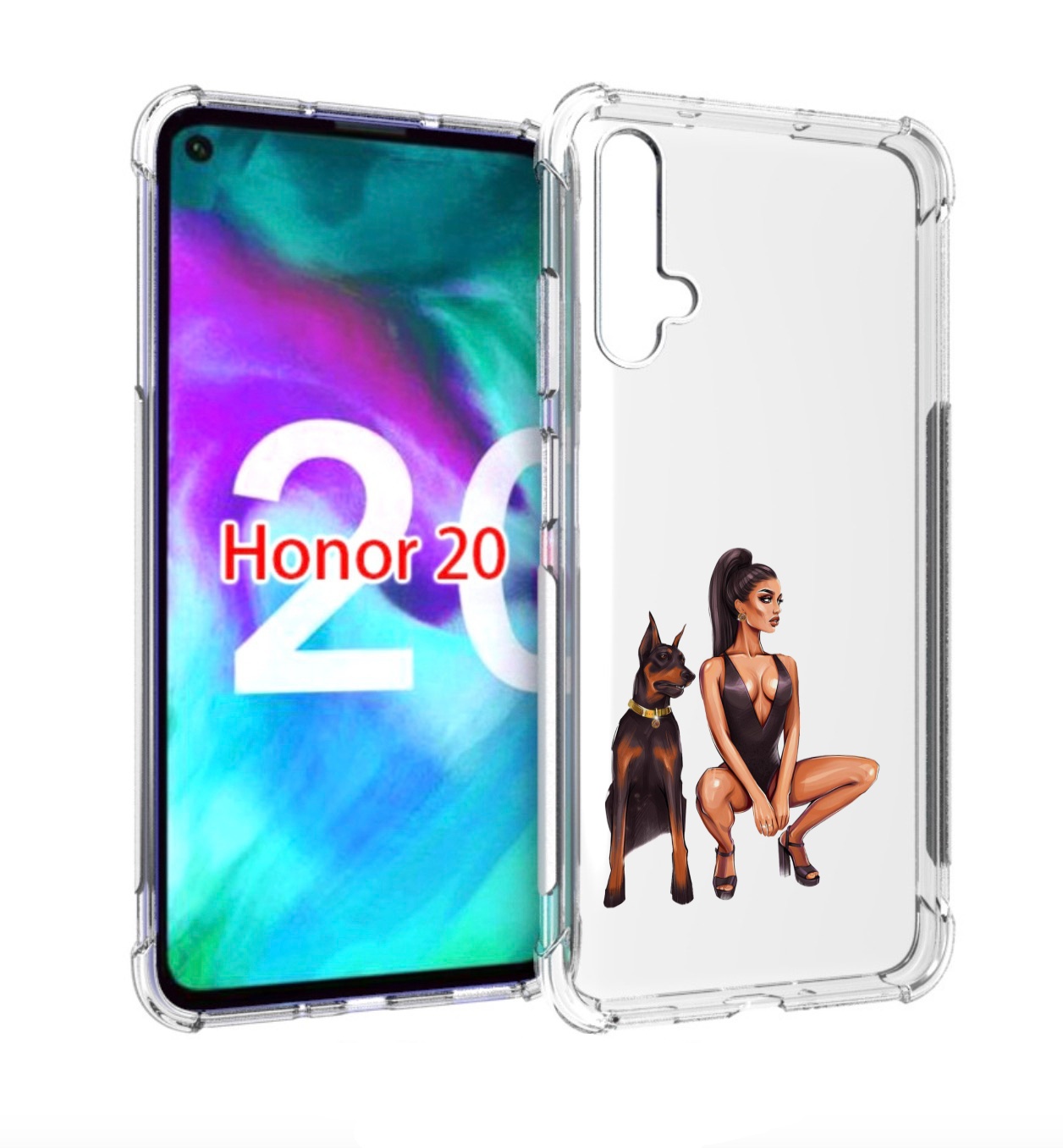 

Чехол бампер MyPads Борзая-девушка для Honor 20, Прозрачный, Tocco