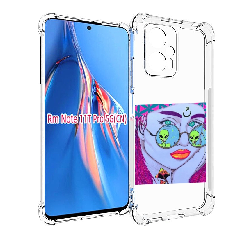 

Чехол MyPads девушка с инопланетянами в очках женский для Xiaomi Redmi Note 11T Pro / 1..., Прозрачный, Tocco