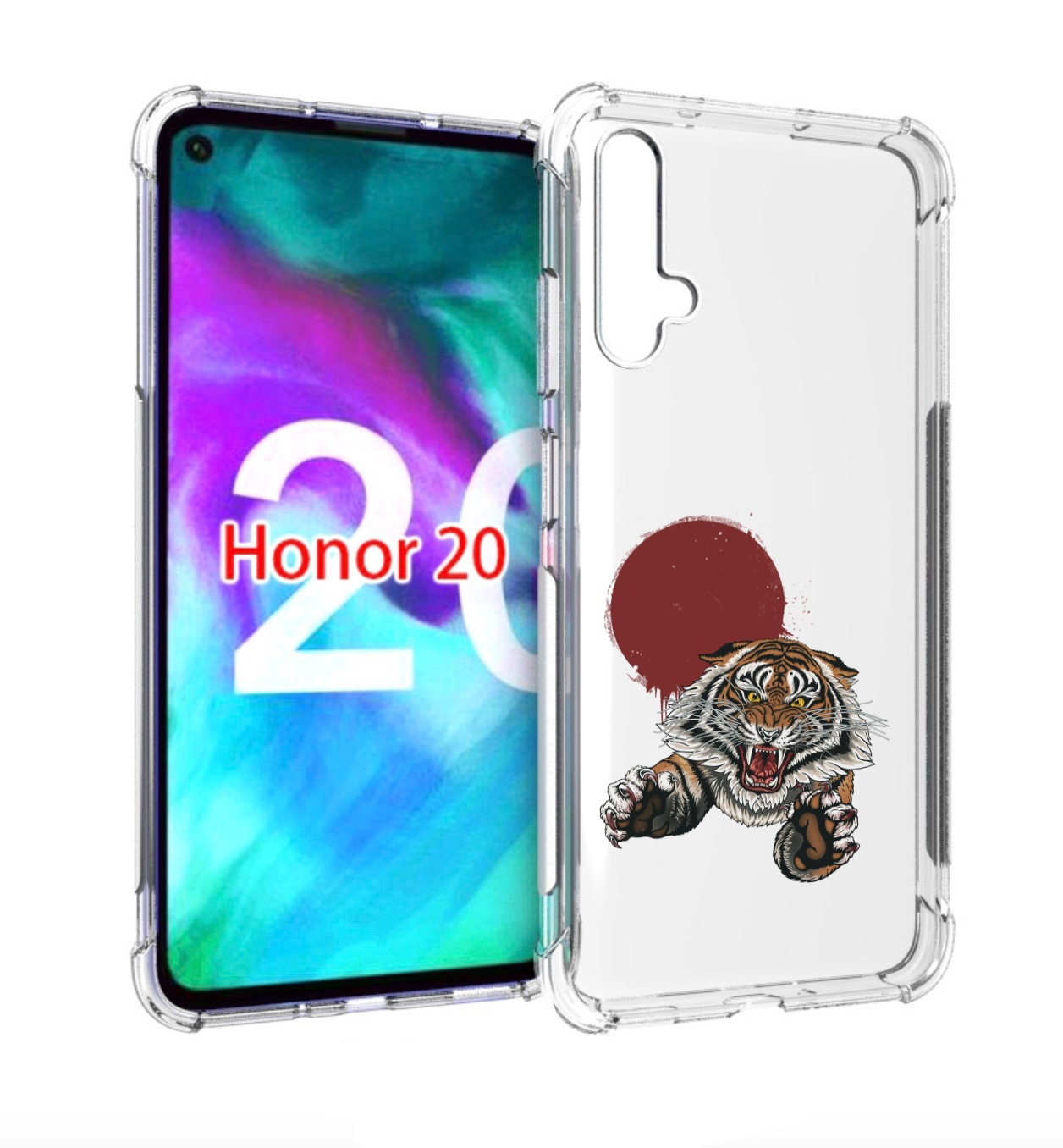 

Чехол бампер MyPads Бросок тигра для Honor 20, Прозрачный, Tocco