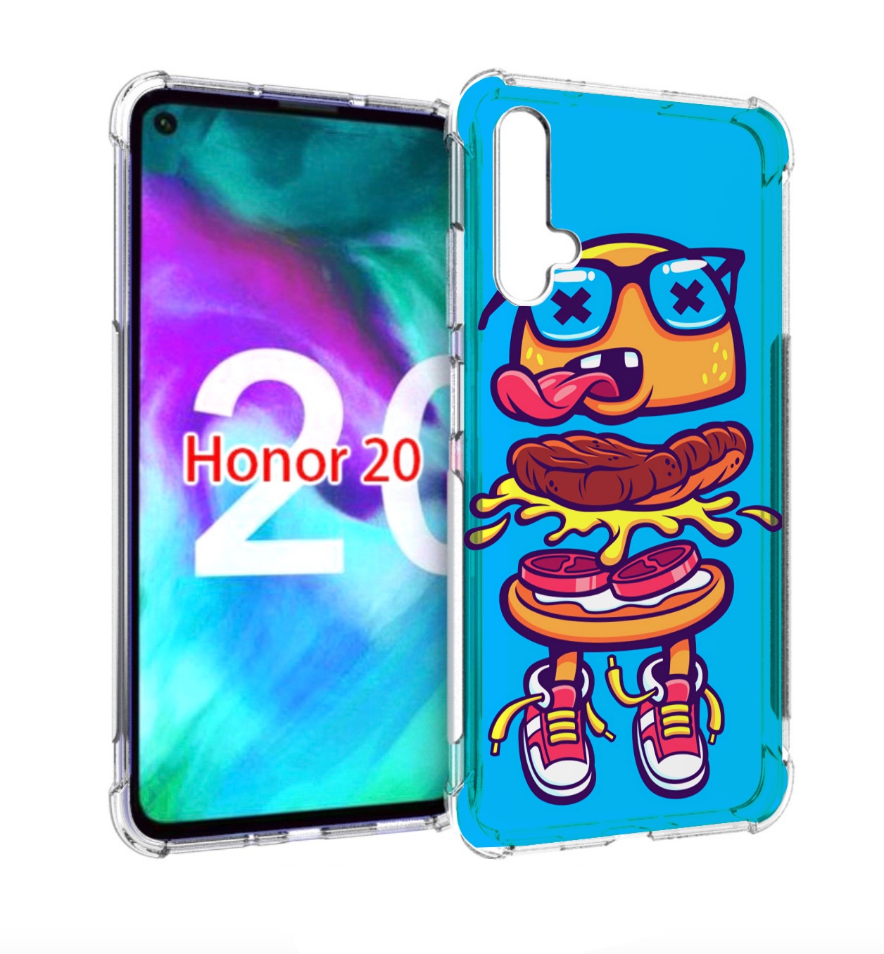 

Чехол бампер MyPads Бургер с очками для Honor 20, Прозрачный, Tocco