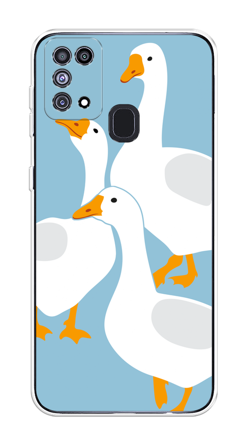 

Чехол на Samsung Galaxy M31 "Гусиное трио", Голубой;белый;серый;желтый, 2100750-1