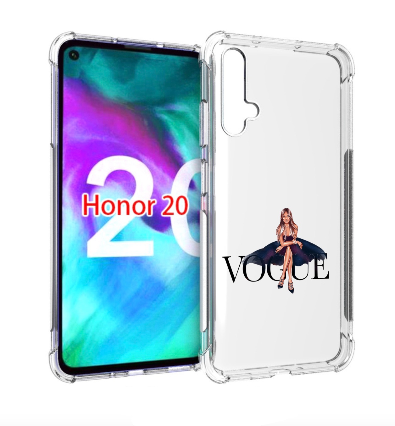 

Чехол бампер MyPads Вог-девушка женский для Honor 20 Honor, Прозрачный, Tocco