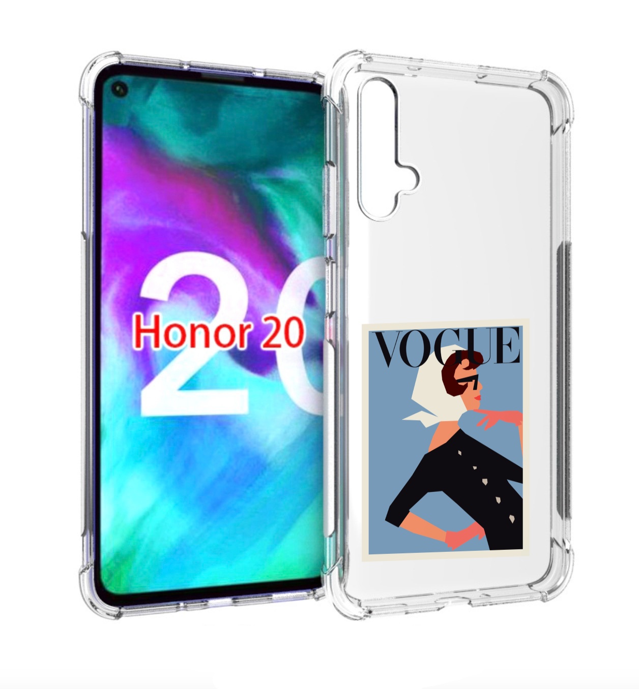 

Чехол бампер MyPads Вогуе картинка для Honor 20, Прозрачный, Tocco