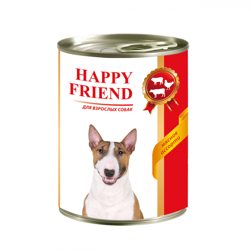 Консервы для собак HAPPY FRIEND, мясное ассорти, 410г
