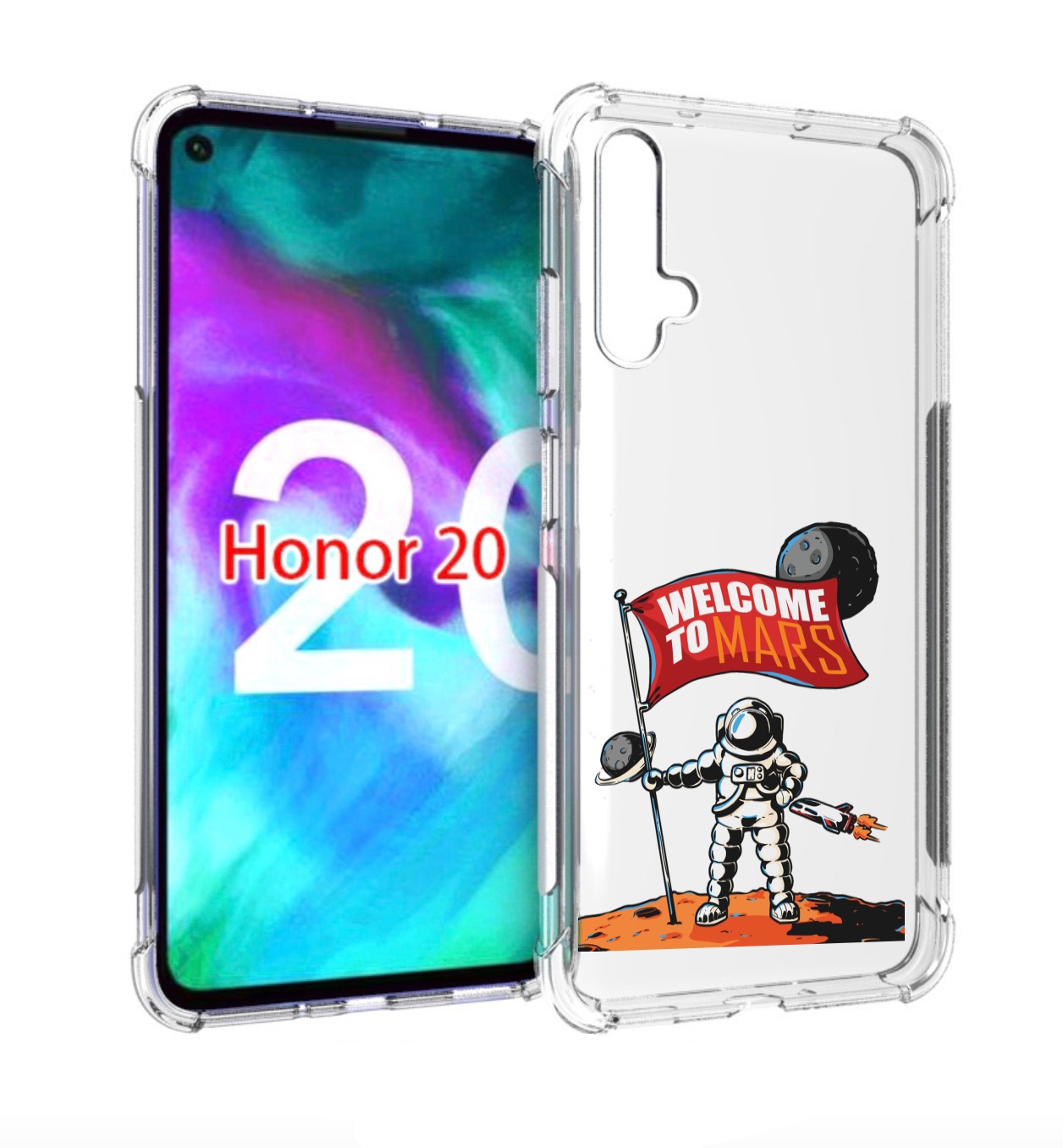 

Чехол бампер MyPads Вэлком-Марс для Honor 20, Прозрачный, Tocco