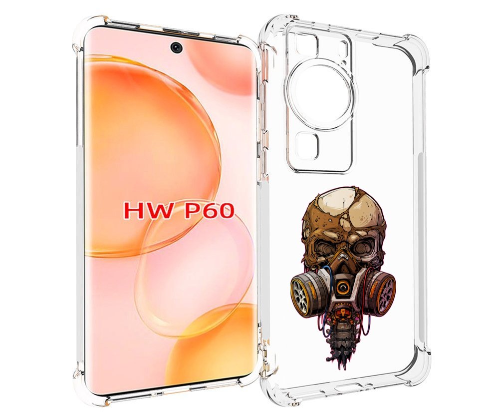 

Чехол MyPads Подробный красочный человеческий череп с противогазом для Huawei P60, Tocco