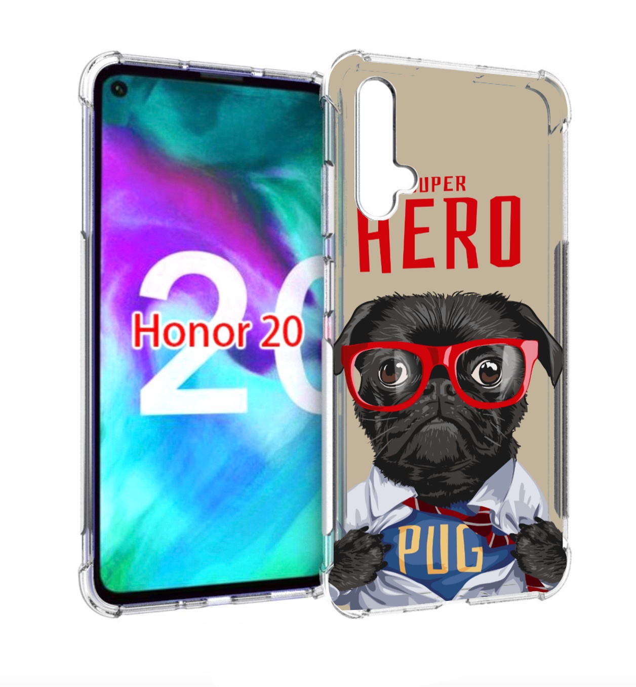 

Чехол бампер MyPads Герой-PUG для Honor 20, Прозрачный, Tocco