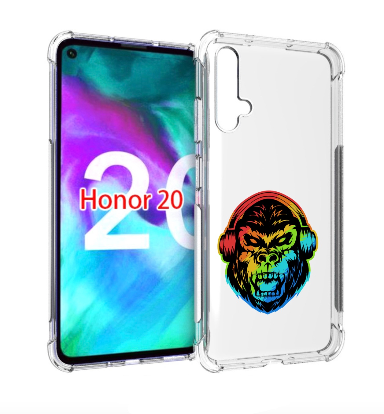 

Чехол бампер MyPads Горилла-в-наушниках для Honor 20 Honor, Прозрачный, Tocco