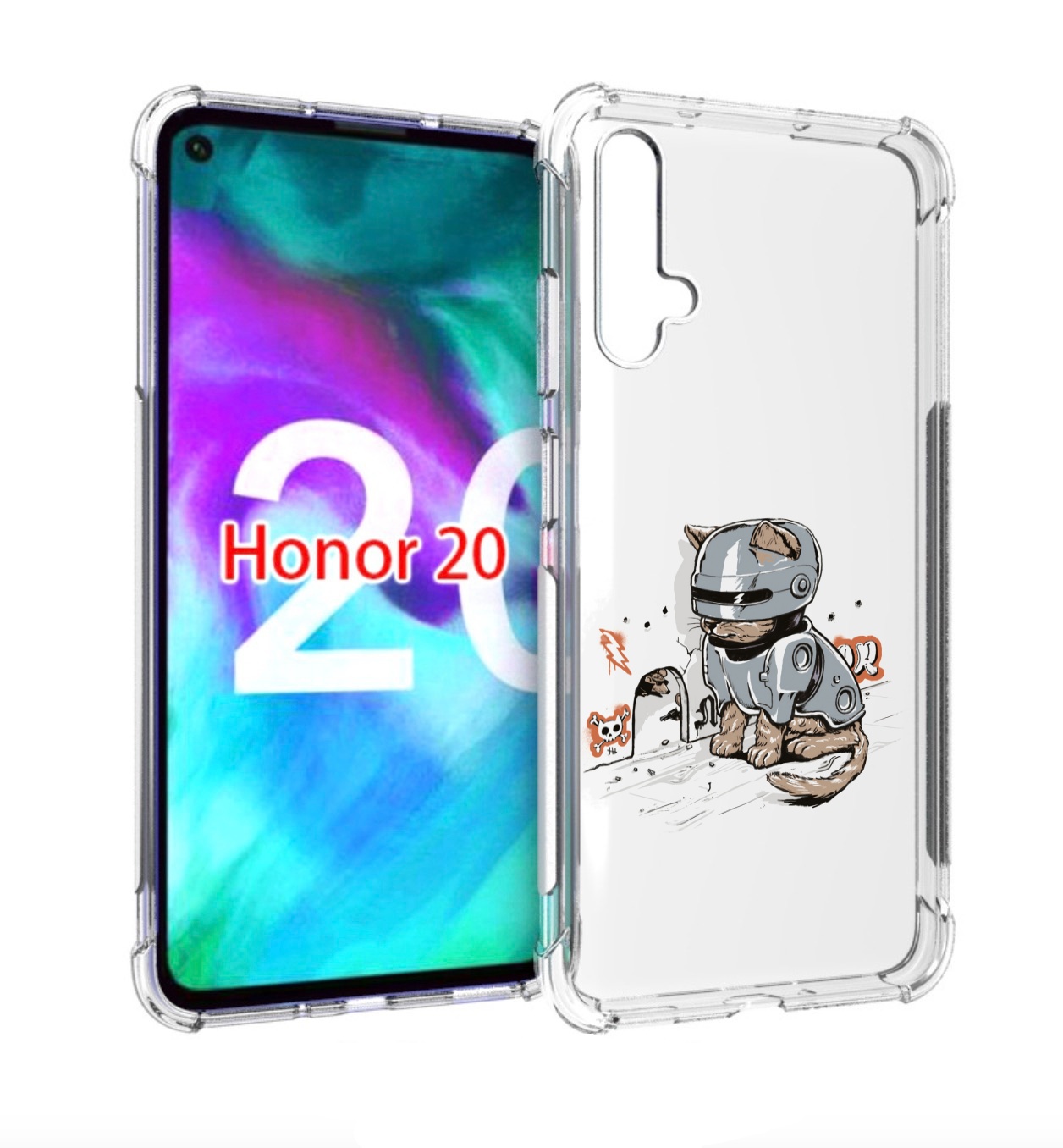 

Чехол бампер MyPads Грозный кот для Honor 20, Прозрачный, Tocco