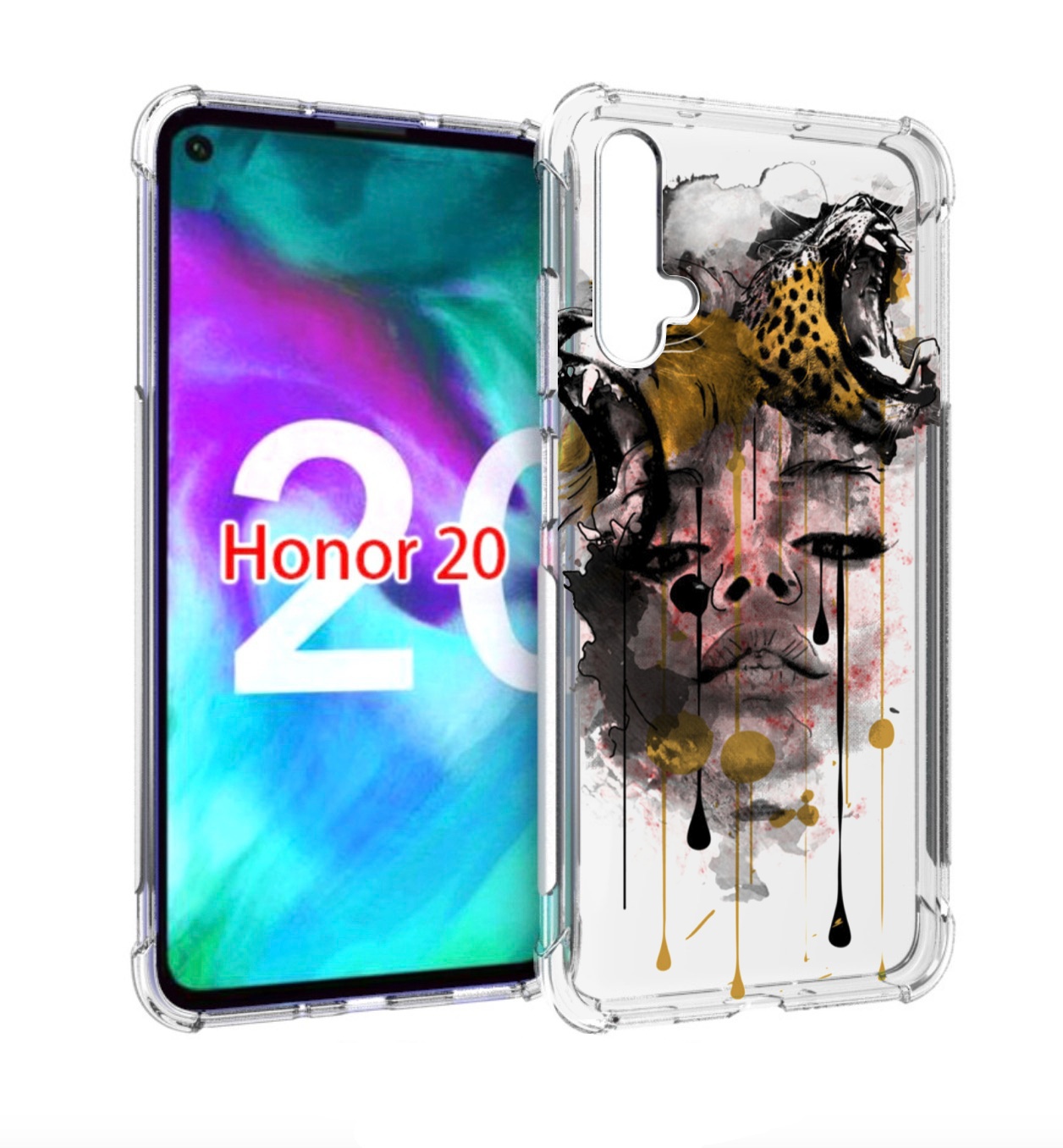 

Чехол бампер MyPads Девушка гепард женский для Honor 20, Прозрачный, Tocco