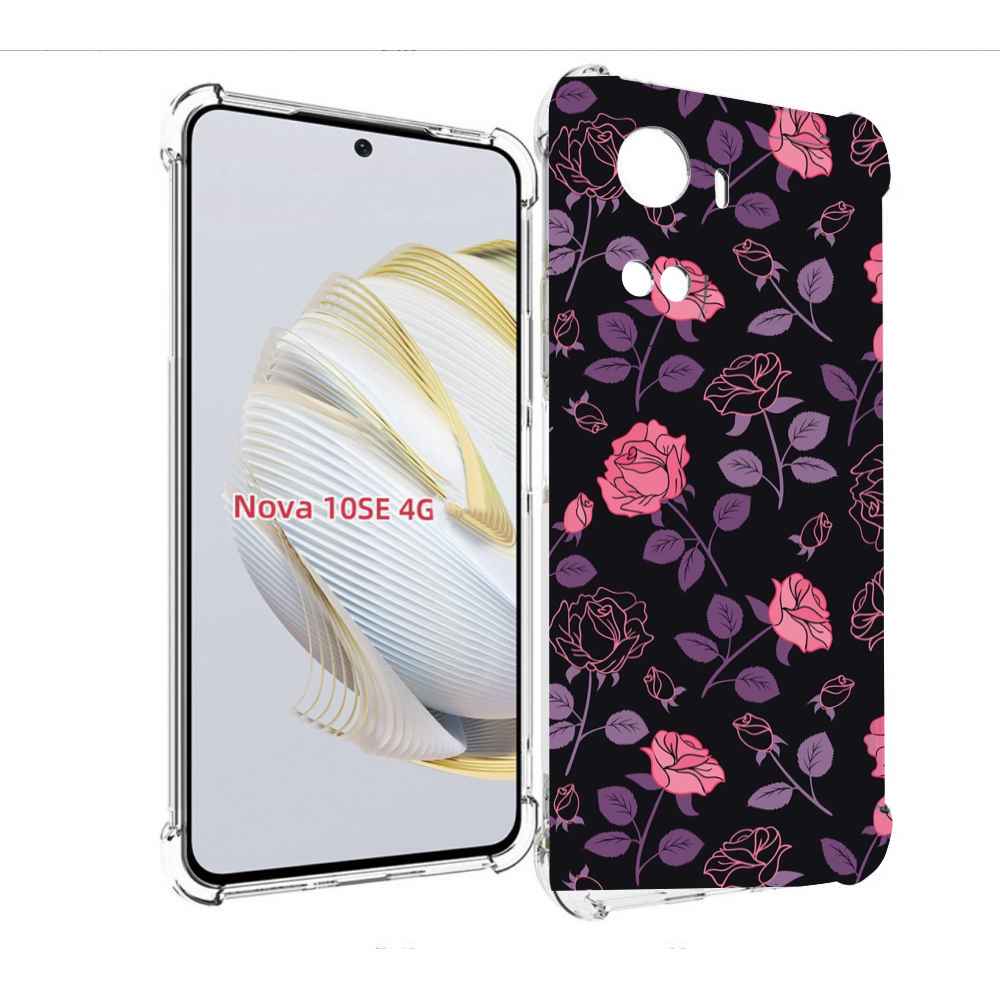 

Чехол MyPads маленькие розочки на черном фоне женский для Huawei Nova 10 SE, Прозрачный, Tocco