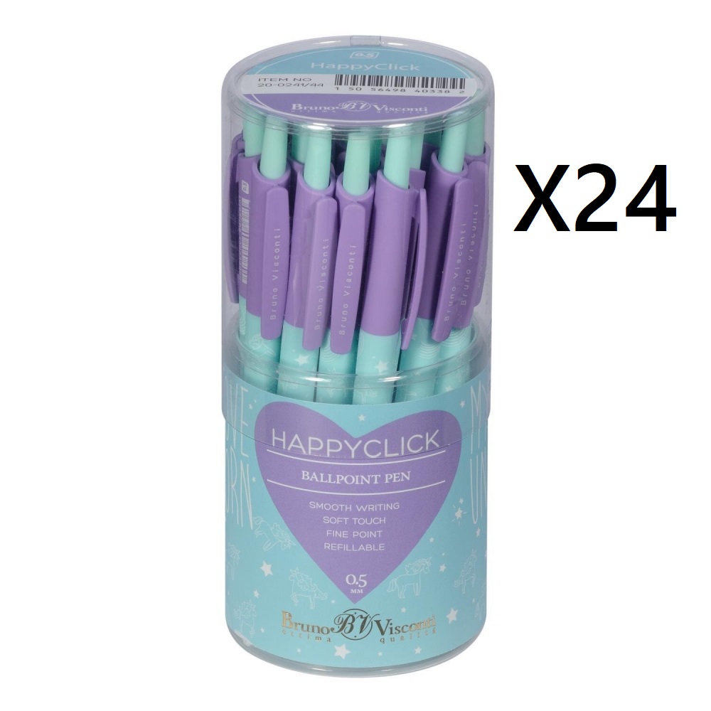 

Ручка шариковая автоматическая Bruno Visconti HappyClick синяя 0,38 мм - 24шт, 20-0241/44.620608
