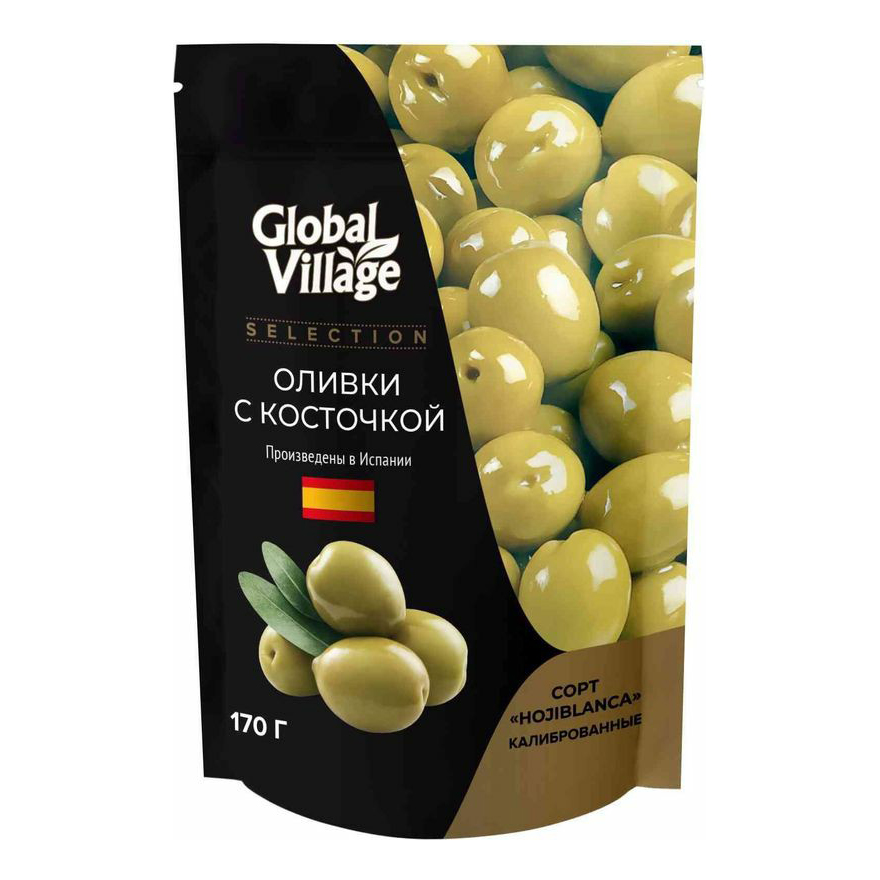 Оливки Global Village Selection c косточкой 170 г