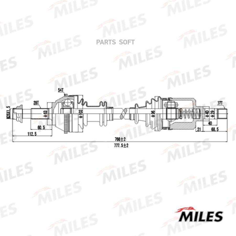 

Привод в сборе левый CITROEN JUMPER/FIAT DUCATO/PEUGEOT BOXER 1.9-2.8 94-02 (ABS) (GKN 303