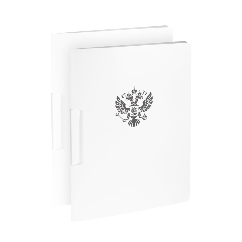 

Папка с клипом А4 Flexpocket, PK-01S, цвет белый с черном гербом, 2 шт, PK-01S