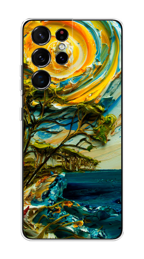 

Чехол на Samsung Galaxy S21 Ultra Солнце живопись, Желтый;синий, 2102250-4