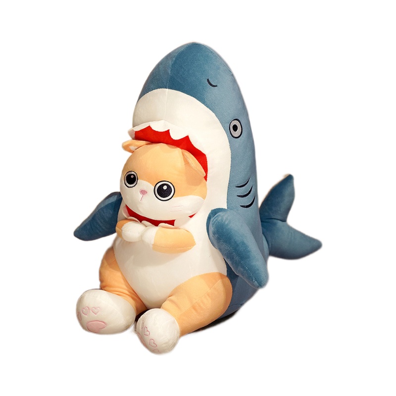 фото Мягкая игрушка plush story котик-акула в костюме 30 см синяя