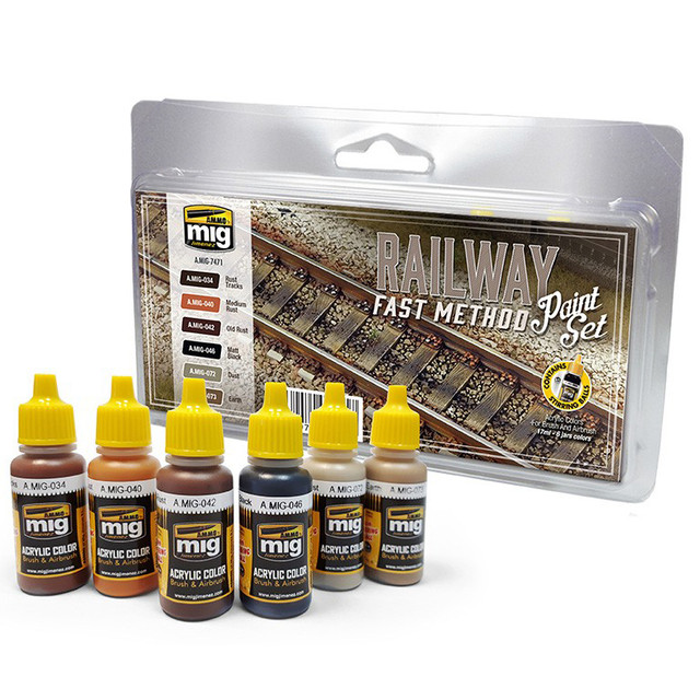 фото Набор акриловых красок ammo mig railway fast method paint set amig7471