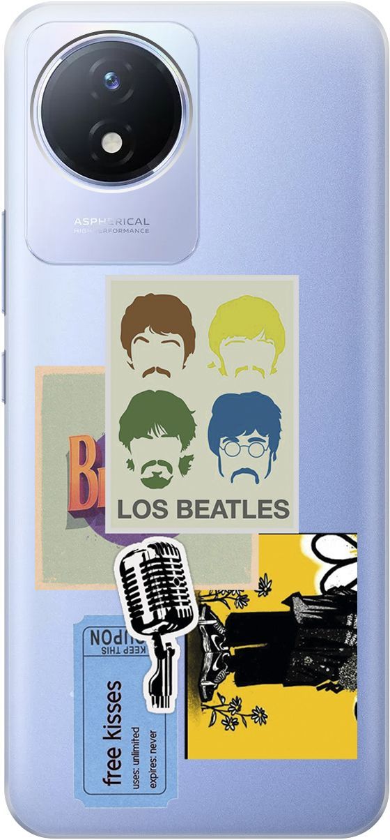 

Силиконовый чехол на Vivo Y02 с 3D принтом "Beatles Stickers" прозрачный, Прозрачный;бежевый, 157842