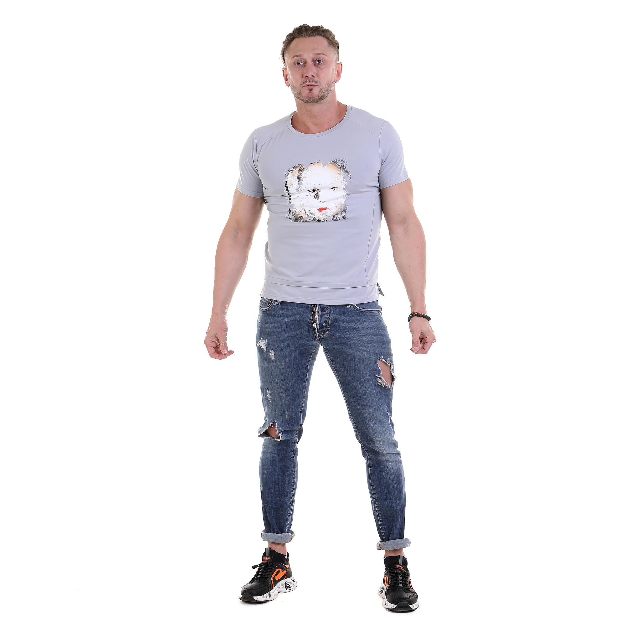 

Футболка мужская Sesmik O007 серая XL, Серый, O007