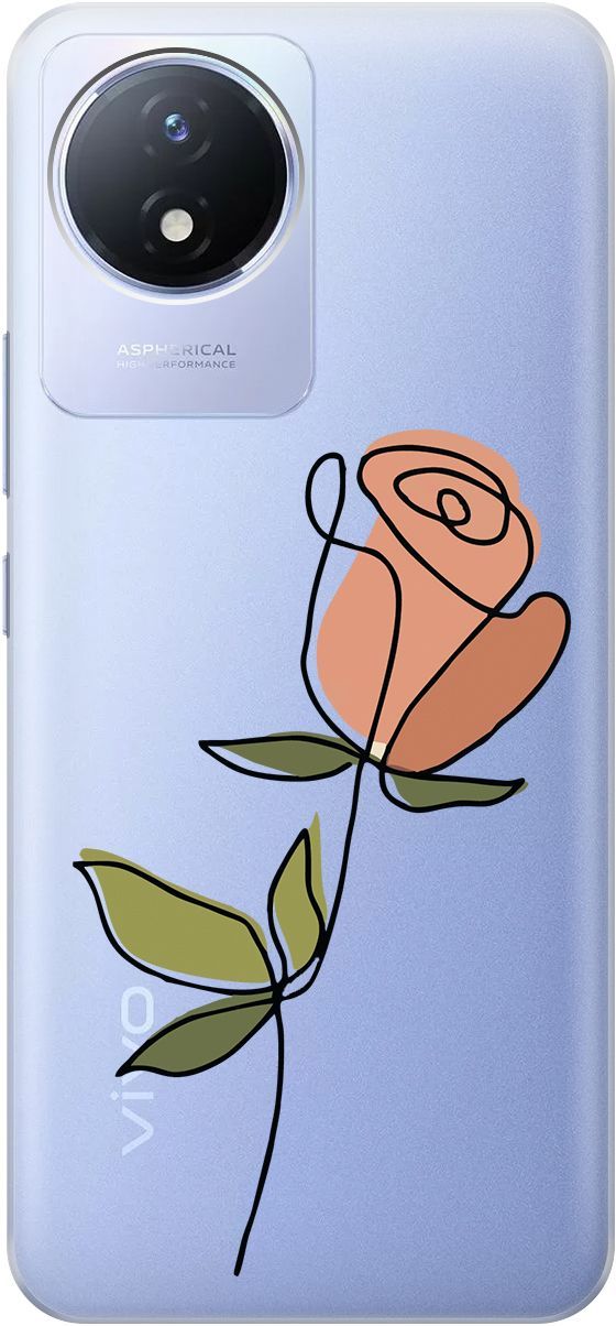 

Силиконовый чехол на Vivo Y02 с 3D принтом "Rose" прозрачный, Прозрачный;зеленый, 157842