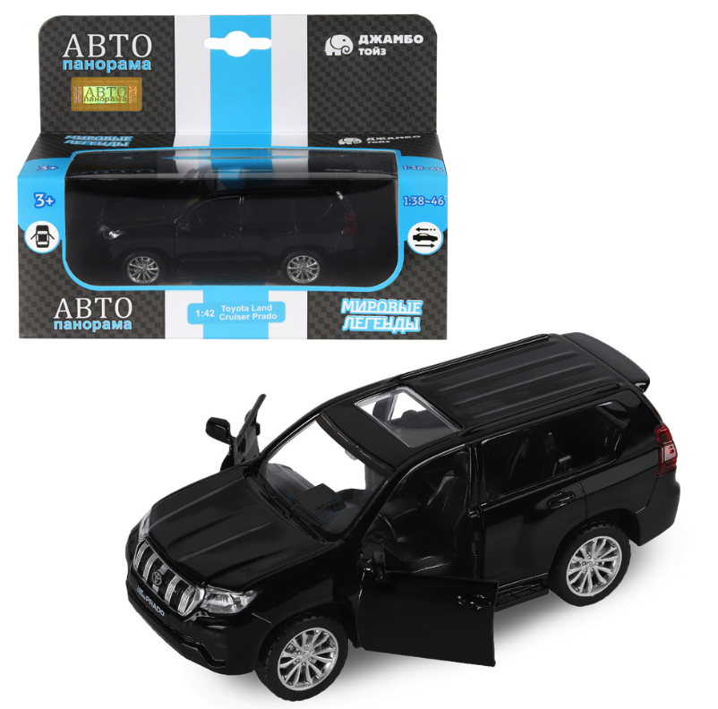 

Машинка Автопанорама Land Cruiser Prado металлическая черная, Черный