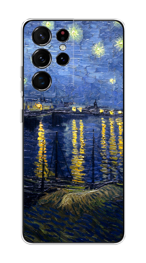 

Чехол на Samsung Galaxy S21 Ultra "Звездная ночь над Роной", Синий;желтый, 2102250-4